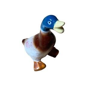 Vintage small Ceramic Mallard Duck Figurine/shelf sitter.Ducks.Waterfowl.3" tall